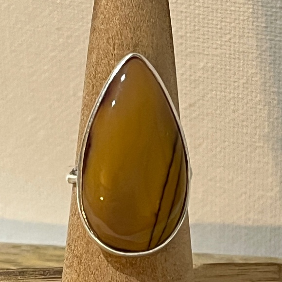 MOOKAITE GEMSTONE RING STAMPED 925 SILVER PLATED SIZE 7.25 - Picture 1 of 8